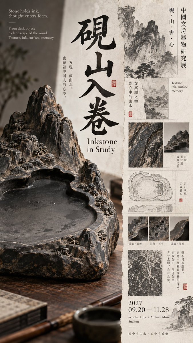 Museum Poster with Asymmetric Oriental Layout — AI result, variation 4 of 4