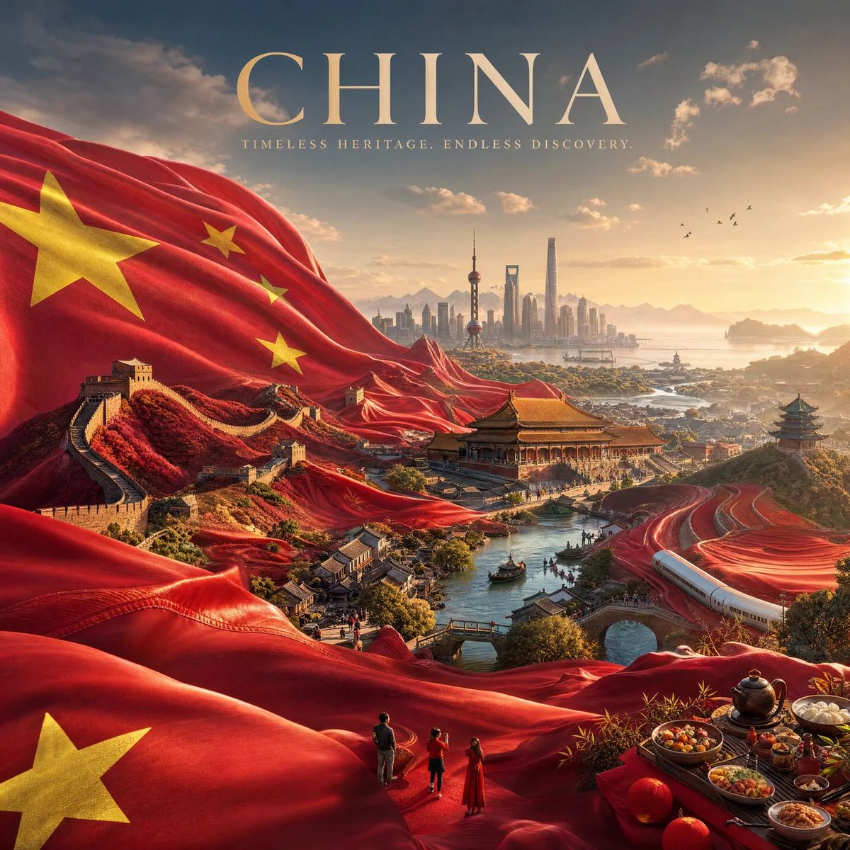 National Flag Transforming Into Country Travel Poster — AI result, variation 3 of 4