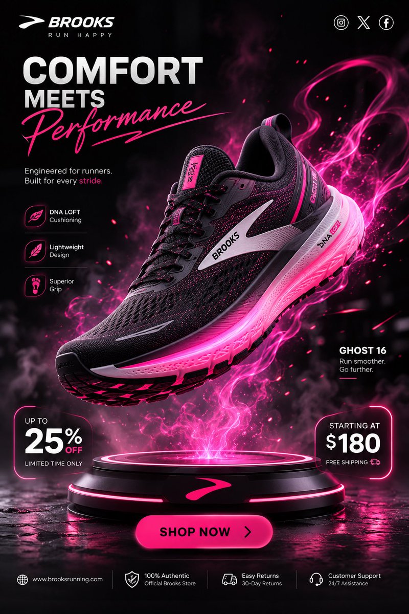 Neon Magenta Running Shoe Ad Visual — AI result, variation 2 of 2