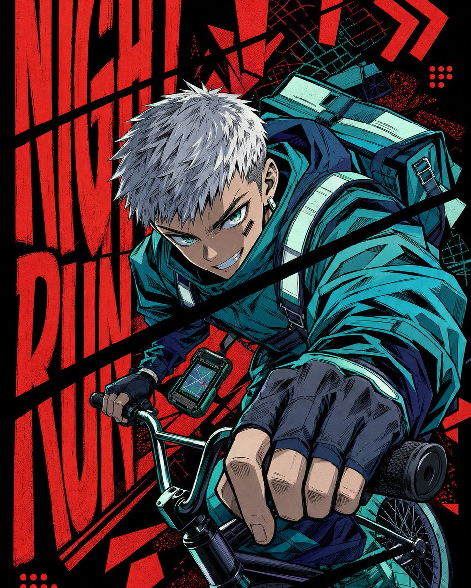 Neon Manga Slice Poster With Lunging Hand — AI result, variation 2 of 4