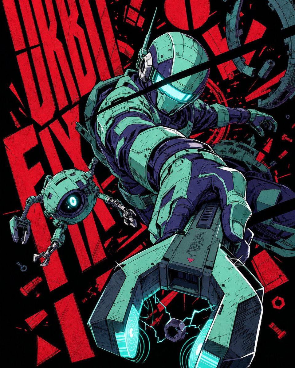 Neon Manga Slice Poster With Lunging Hand — AI result, variation 3 of 4