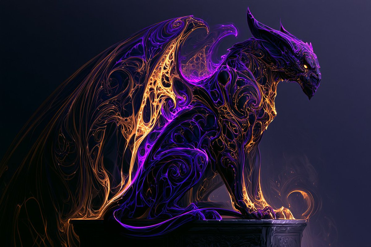 Neon Outline Mythical Creature Art Prompt — AI result, variation 2 of 4