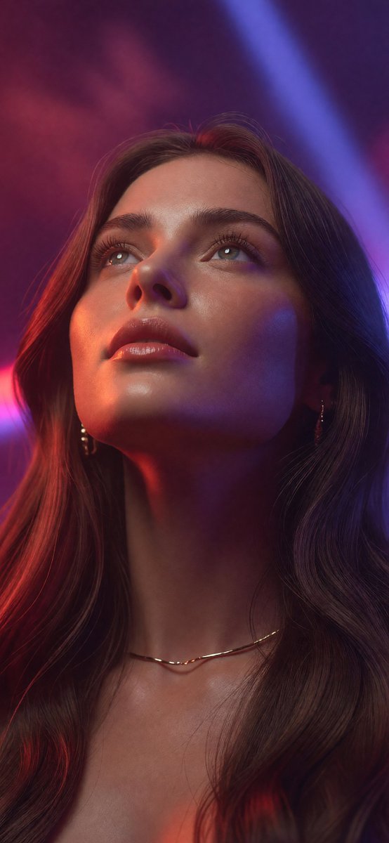 Neon Rim-Lit Portrait With Gold Jewelry — AI result, variation 2 of 4