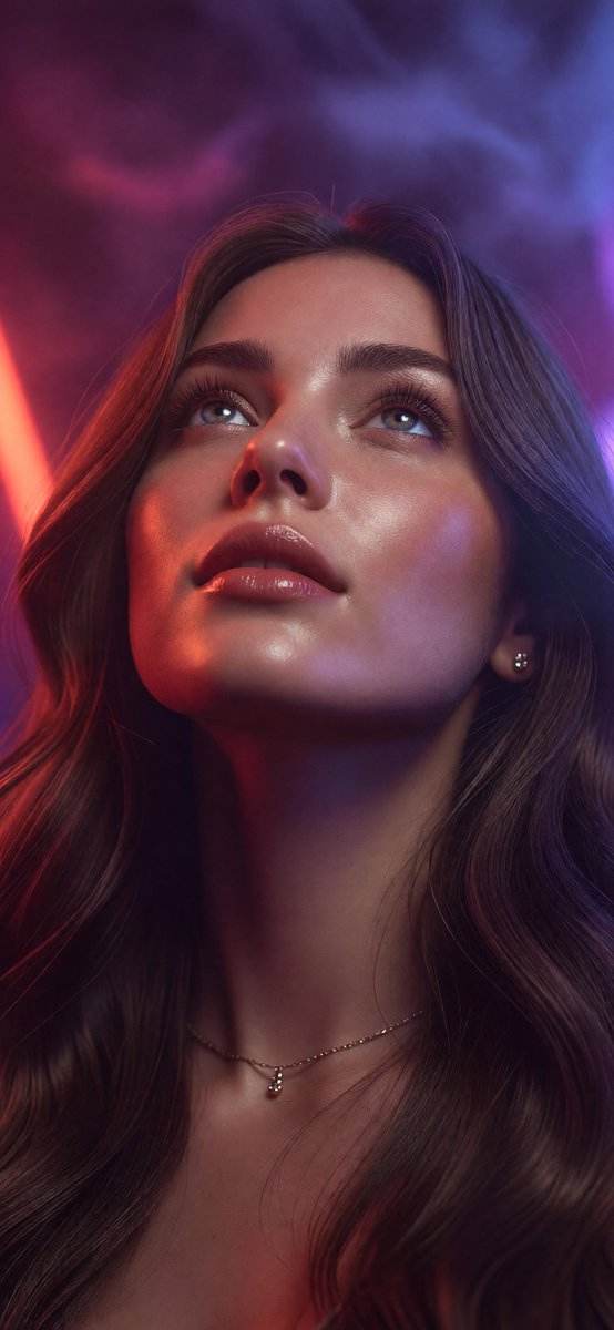 Neon Rim-Lit Portrait With Gold Jewelry — AI result, variation 4 of 4