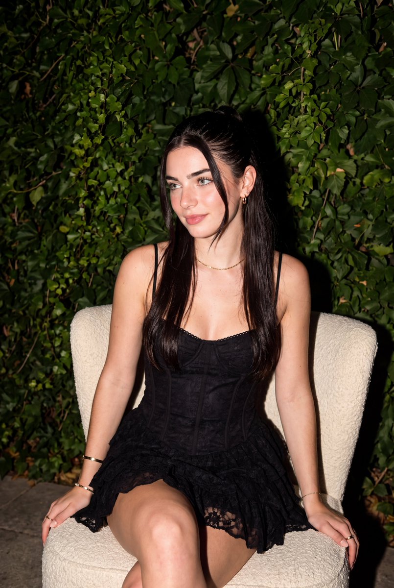 Night Flash Portrait in Black Lace Dress — AI result, variation 2 of 2