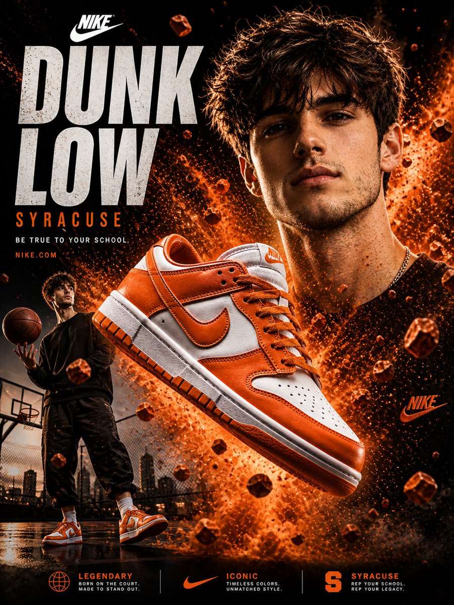 Nike Dunk Low Syracuse Ad Poster in Orange — AI result, variation 2 of 2