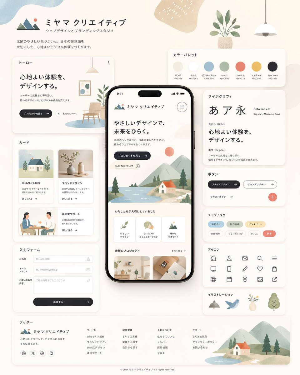 Nordic-Style Japanese Web Studio Design Board — AI result, variation 2 of 2
