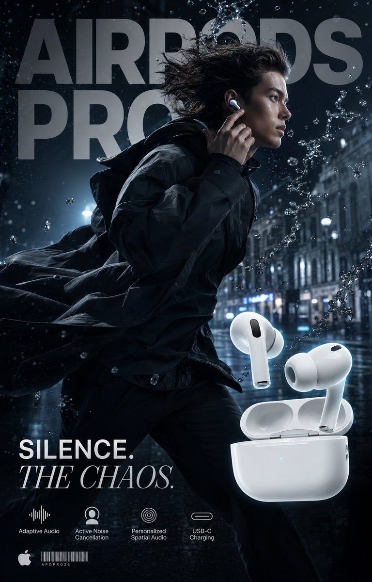Orange Bass Impact Earbud Campaign Poster — AI result, variation 2 of 2