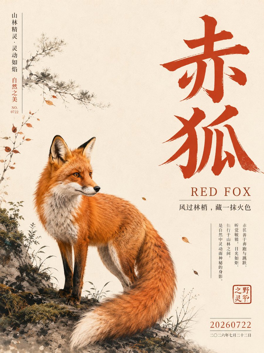 Oriental Animal Poster With Chinese Calligraphy Title — AI result, variation 2 of 4