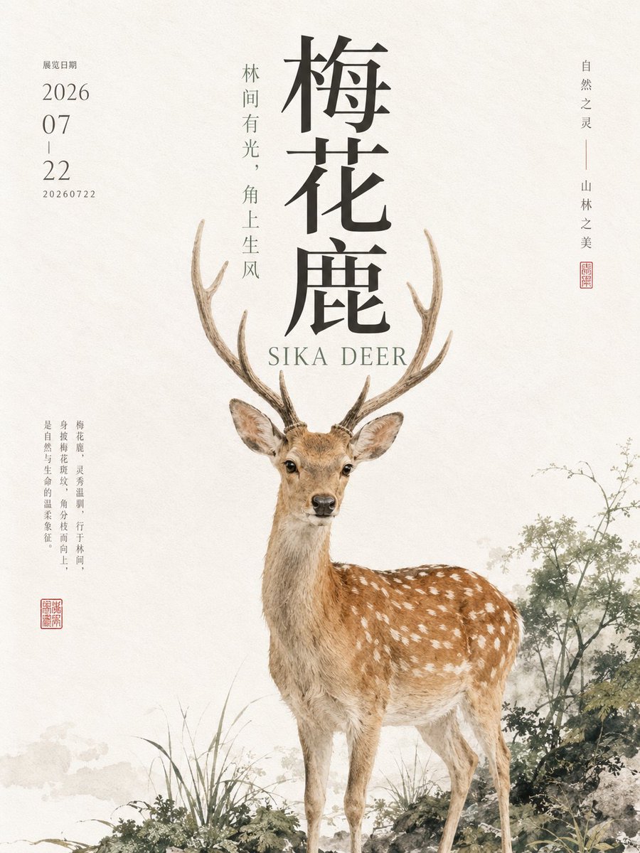Oriental Animal Poster With Chinese Calligraphy Title — AI result, variation 3 of 4