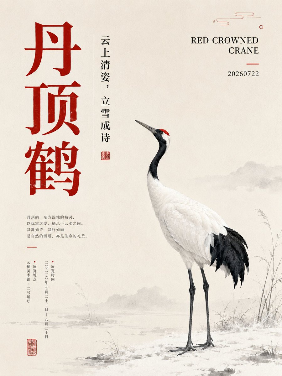 Oriental Animal Poster With Chinese Calligraphy Title — AI result, variation 4 of 4