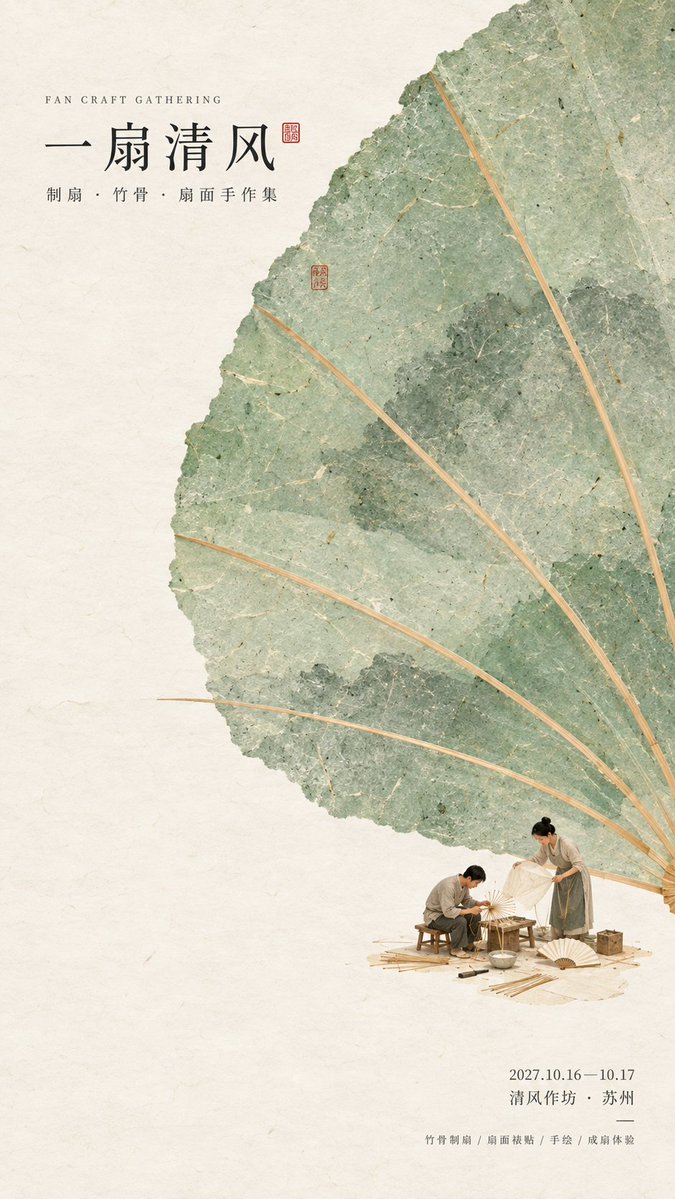 Oriental Cultural Event Poster in Handmade Paper Texture — AI result, variation 2 of 4