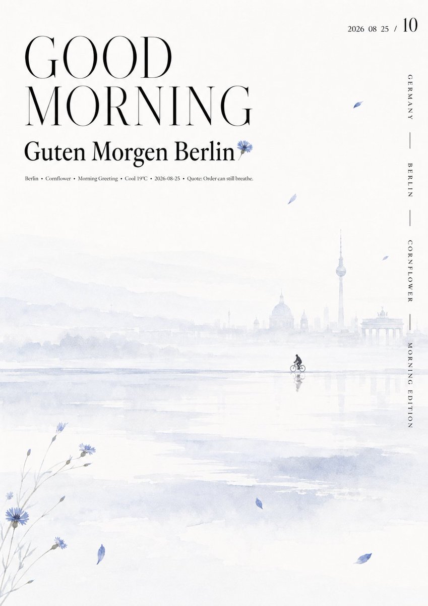 Oriental Good Morning Poster with Ink Mist Bands — AI result, variation 4 of 4