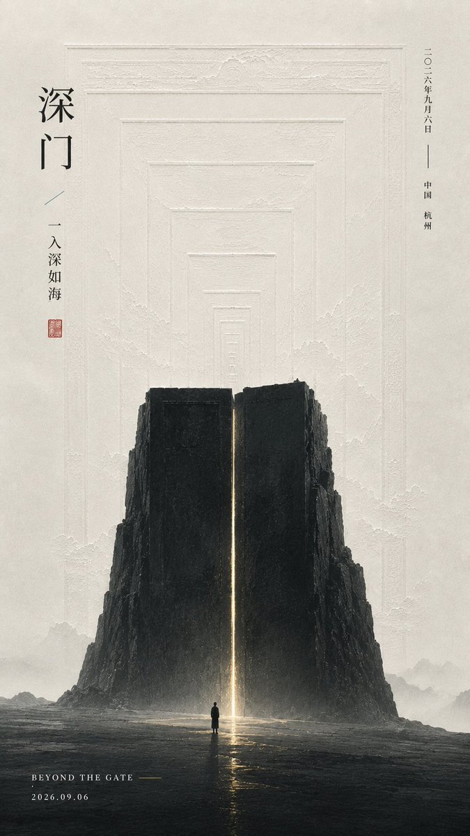 Oriental Minimalist Verse Poster with Heavy Object — AI result, variation 2 of 4