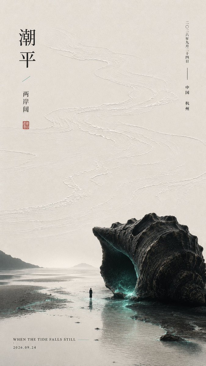 Oriental Minimalist Verse Poster with Heavy Object — AI result, variation 3 of 4