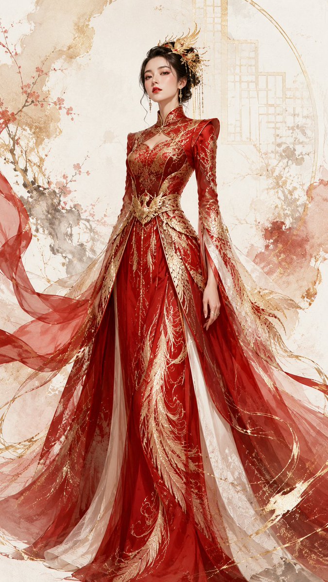 Oriental Muse Wedding Gown Editorial Visual — AI result, variation 2 of 4