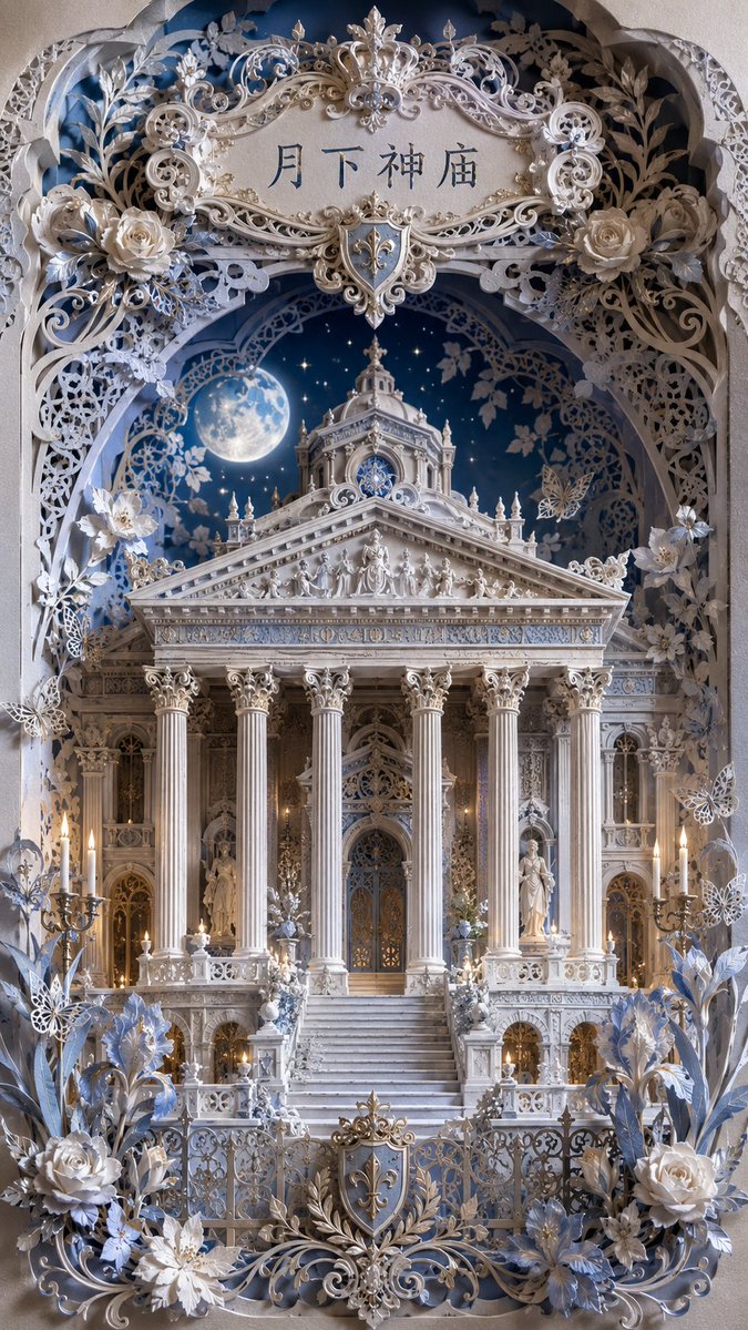 Ornate European Building Paper Cut Art Poster — AI result, variation 2 of 4
