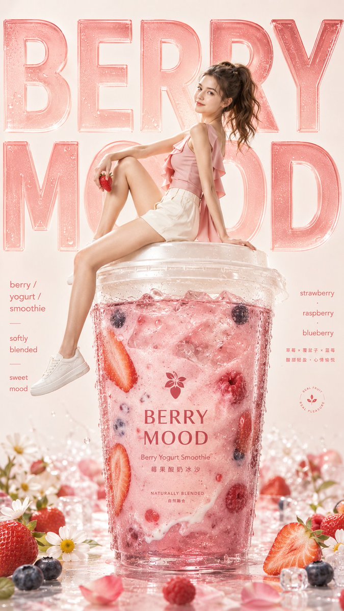 Oversized Drink Fashion Campaign Image in Vertical Format — AI result, variation 3 of 4
