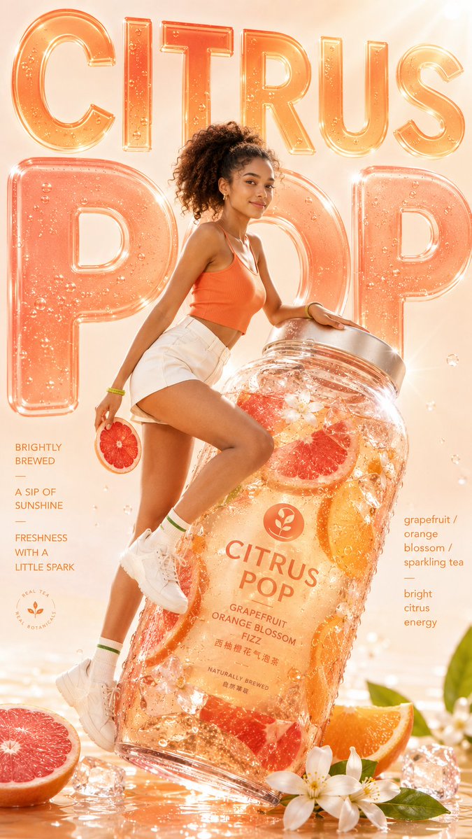 Oversized Drink Fashion Campaign Image in Vertical Format — AI result, variation 4 of 4