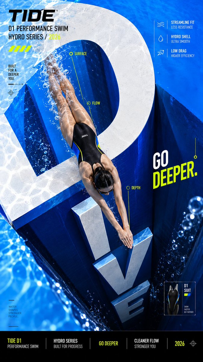 A bold editorial campaign image in which a giant word is built into stairs, a bridge or a tunnel, and the subject moves through its letterforms. Depth comes…