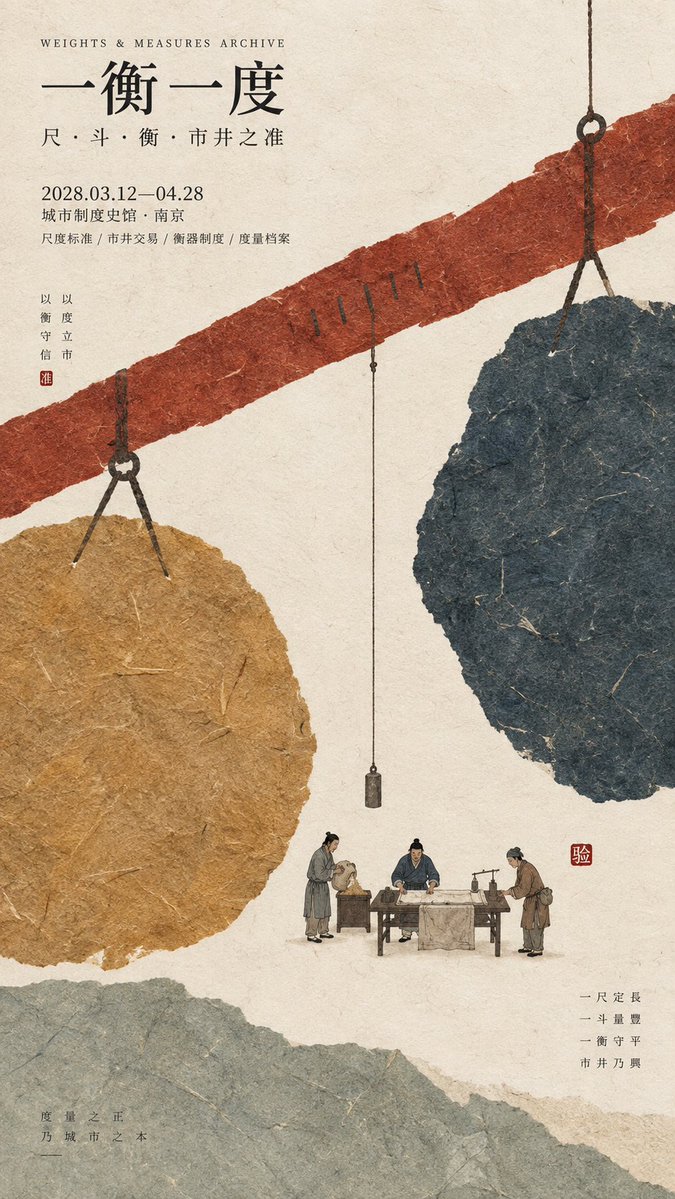 Paper-Fiber Oriental Exhibition Poster in Color Blocks — AI result, variation 2 of 4