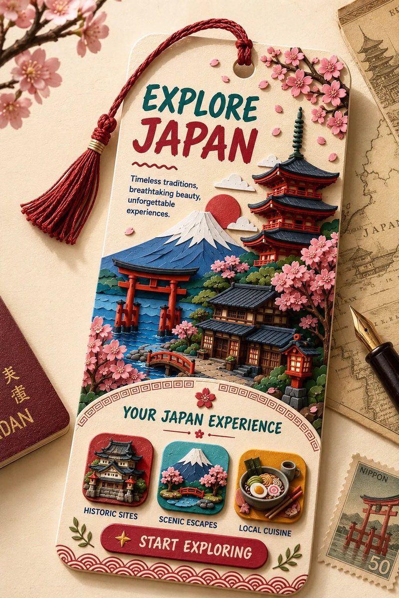 Papercraft Travel Bookmark With Layered Destination Diorama — AI result, variation 3 of 4