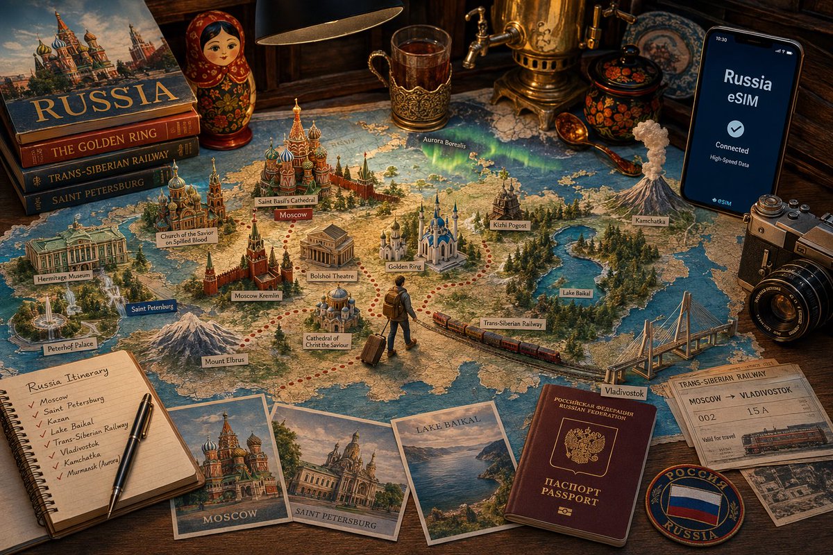 Papercraft Travel Map Scene with eSIM Phone — AI result, variation 2 of 3