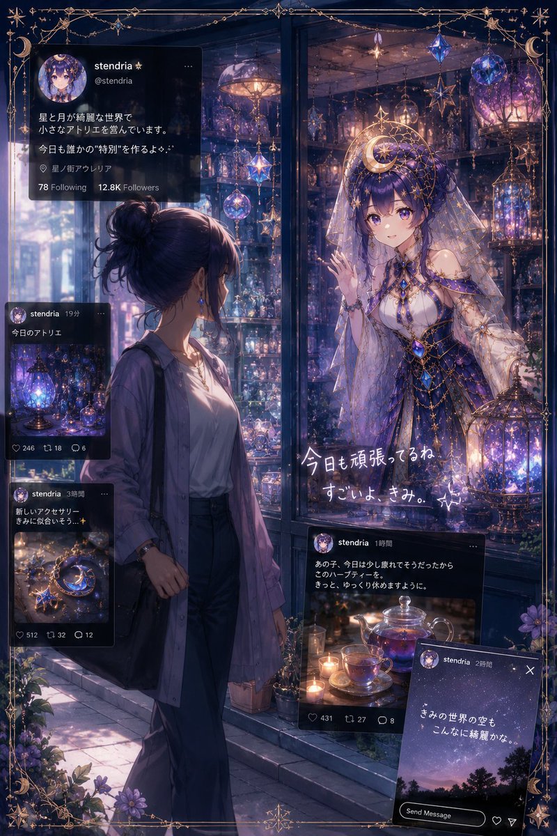 Parallel-World Shop Window Anime Portrait — AI result, variation 2 of 2