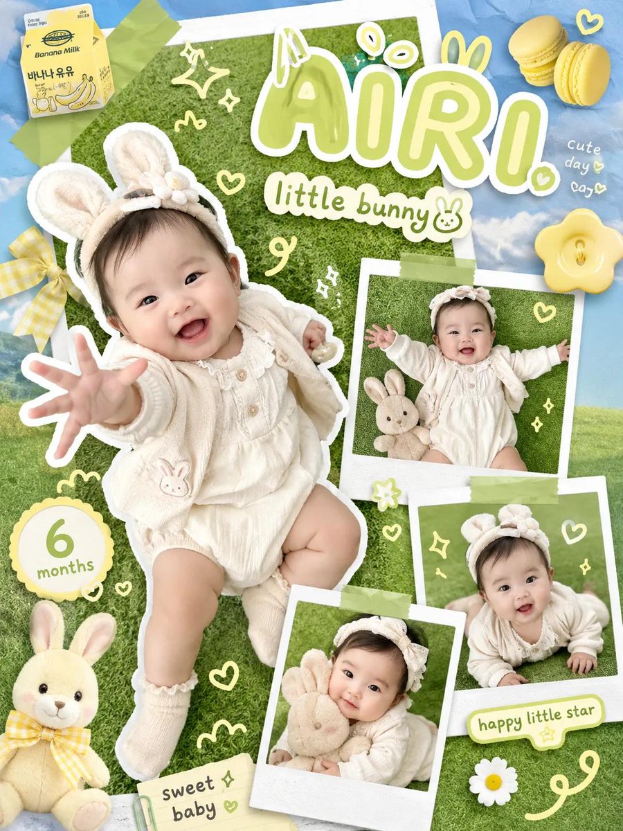 Pastel Bunny Kawaii Kids Photo Collage — AI result, variation 2 of 2