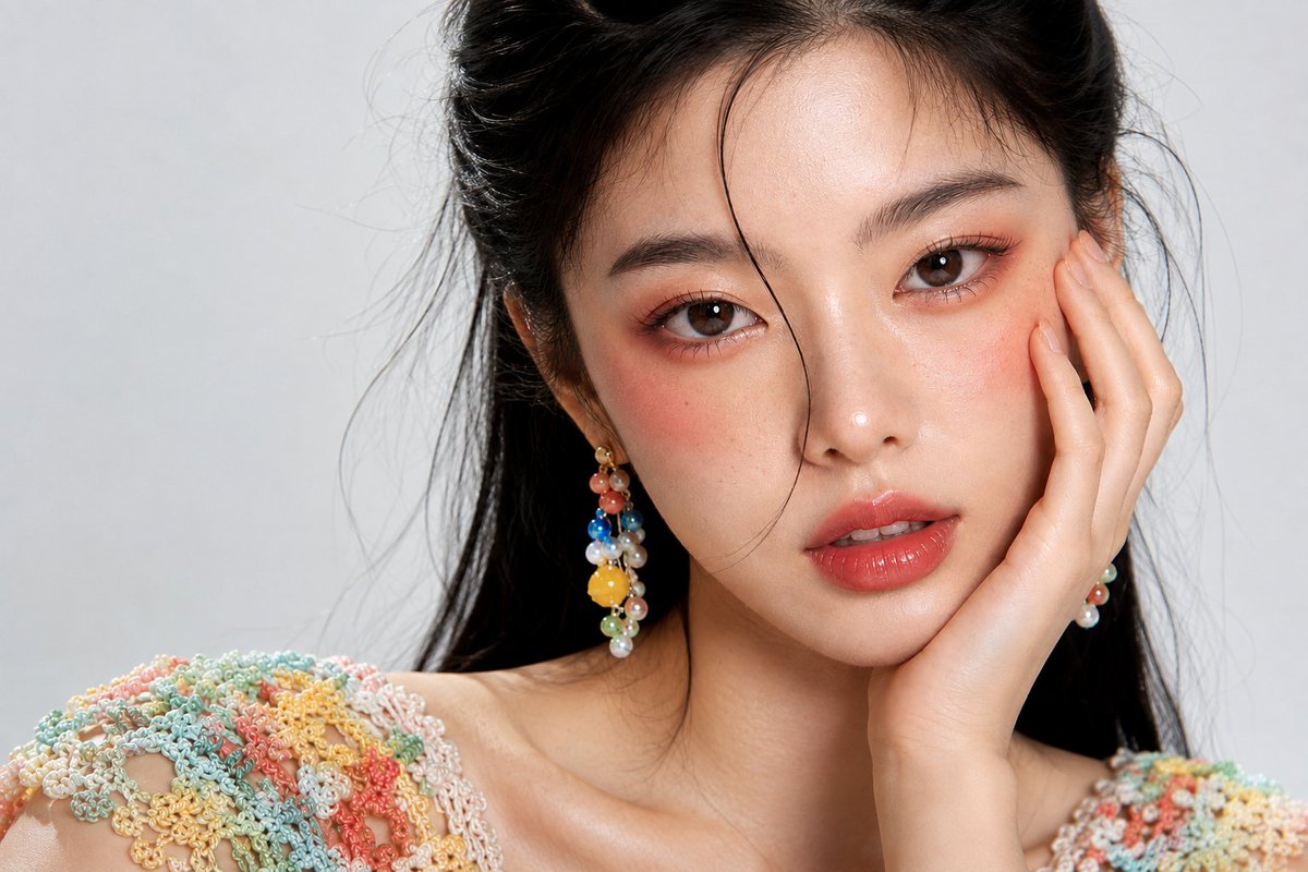 Pastel Crochet Beauty Portrait in Editorial Style — AI result, variation 2 of 2