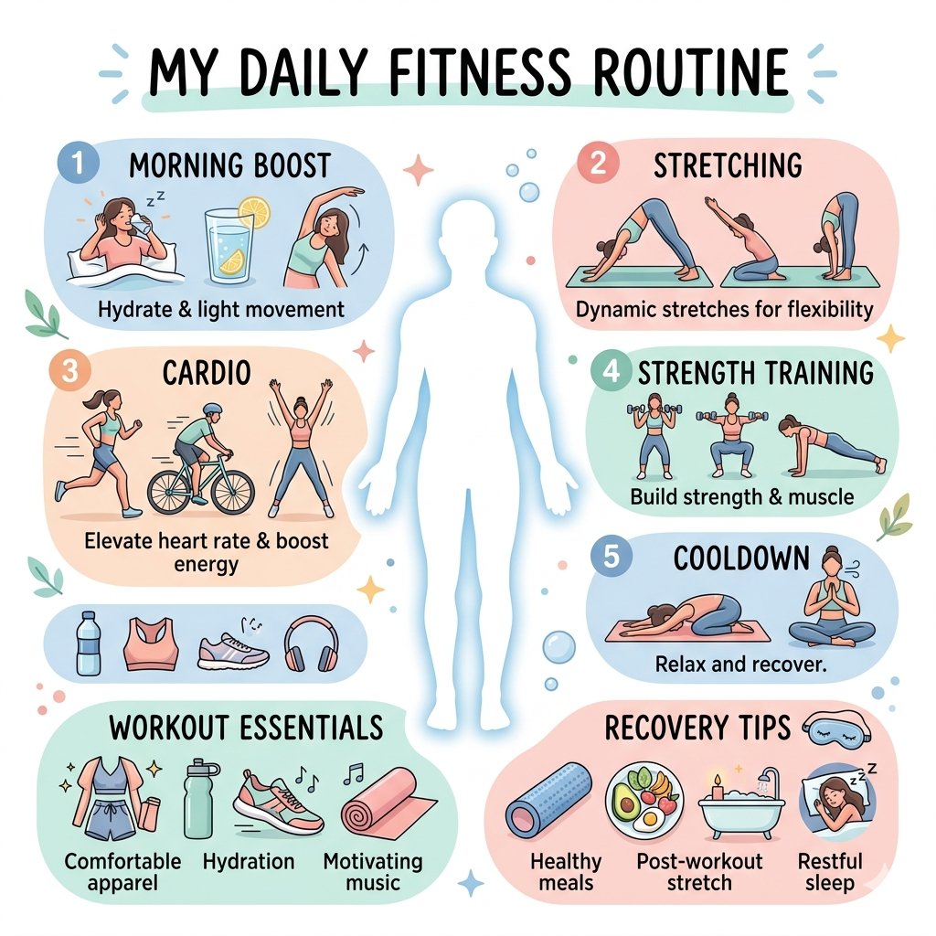 Pastel Daily Workout Routine Infographic Design — AI result, variation 2 of 2