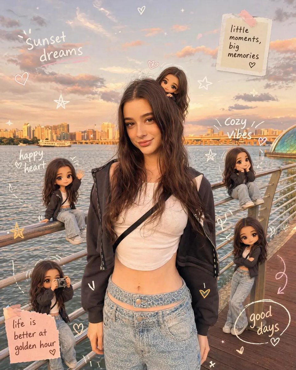 Pastel Photo Collage With Chibi Doubles of You — AI result, variation 2 of 2