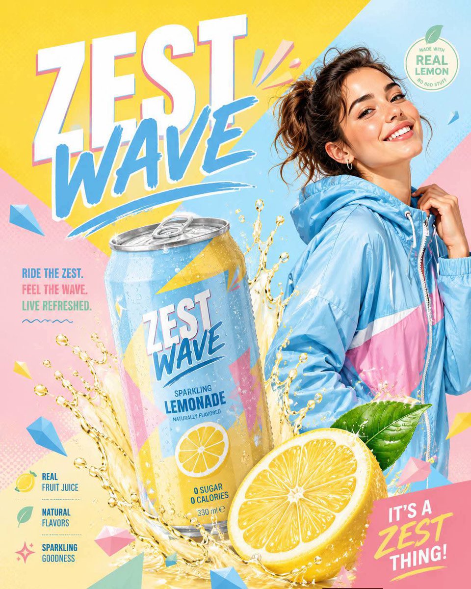Pastel Pop Drink Can Splash Ad Poster — AI result, variation 2 of 4