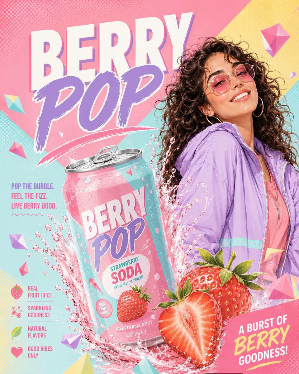 Pastel Pop Drink Can Splash Ad Poster — AI result, variation 4 of 4