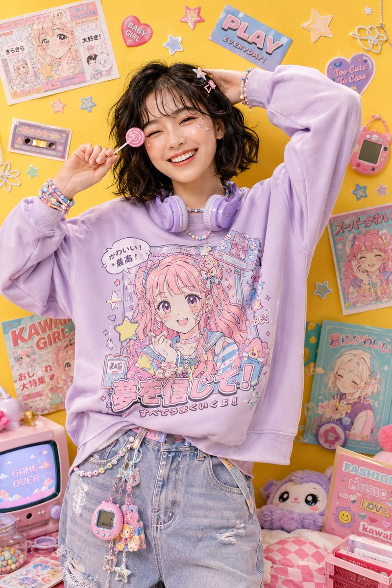 Pastel Streetwear Portrait on Yellow Backdrop — AI result, variation 2 of 4