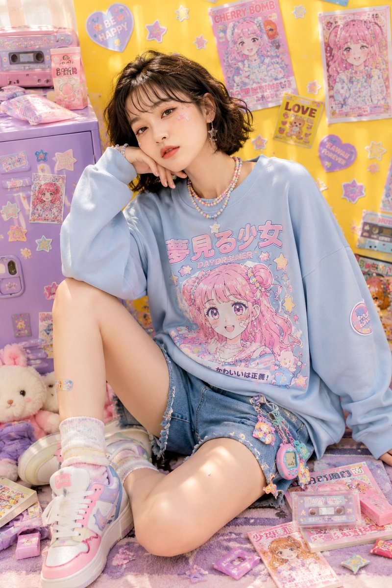 Pastel Streetwear Portrait on Yellow Backdrop — AI result, variation 4 of 4