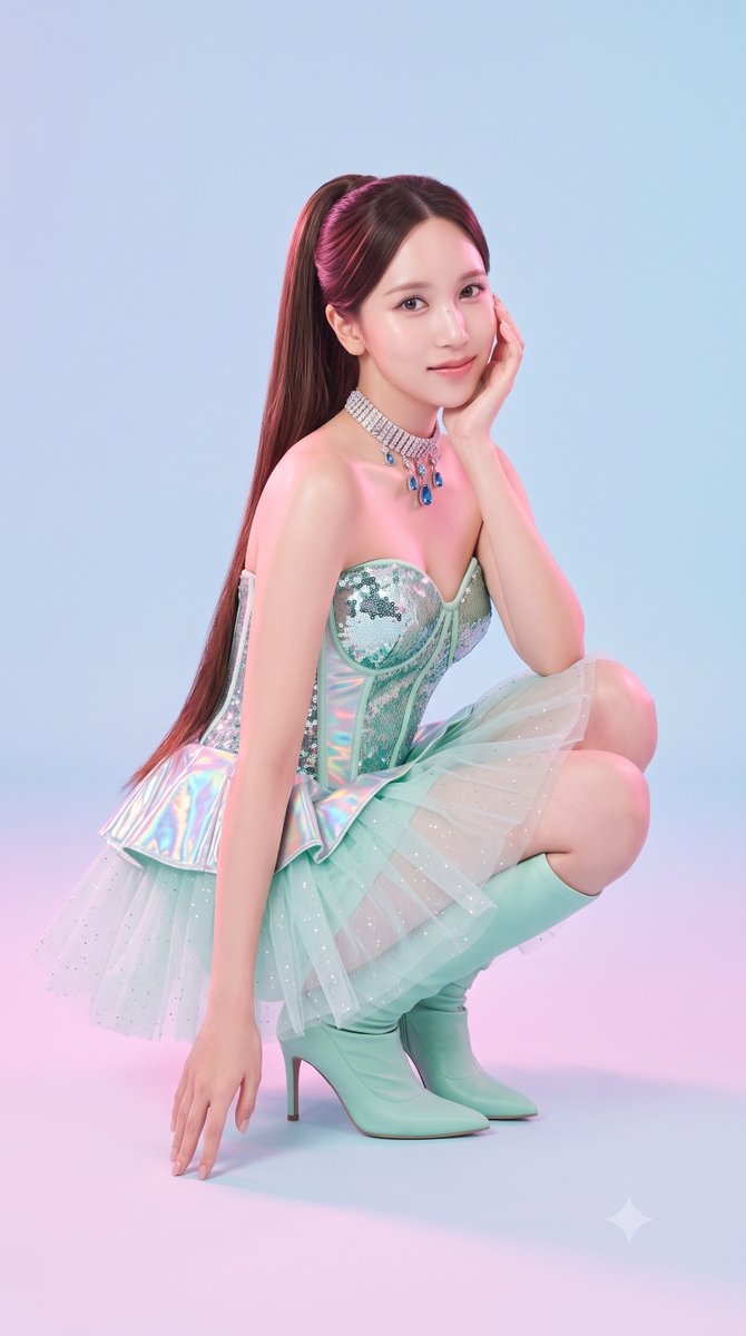 Pastel Yellow Sequin Corset Portrait in Gradient Studio — AI result, variation 2 of 4