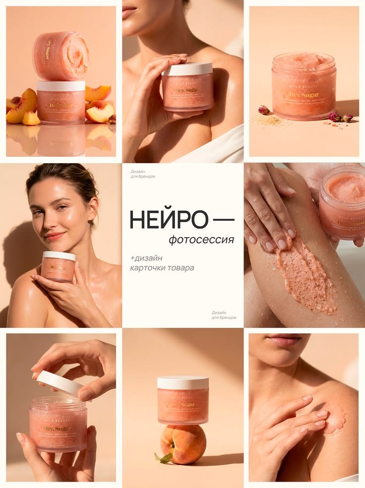 Source image for the AI video “Peach Body Scrub Beauty Commercial Video”