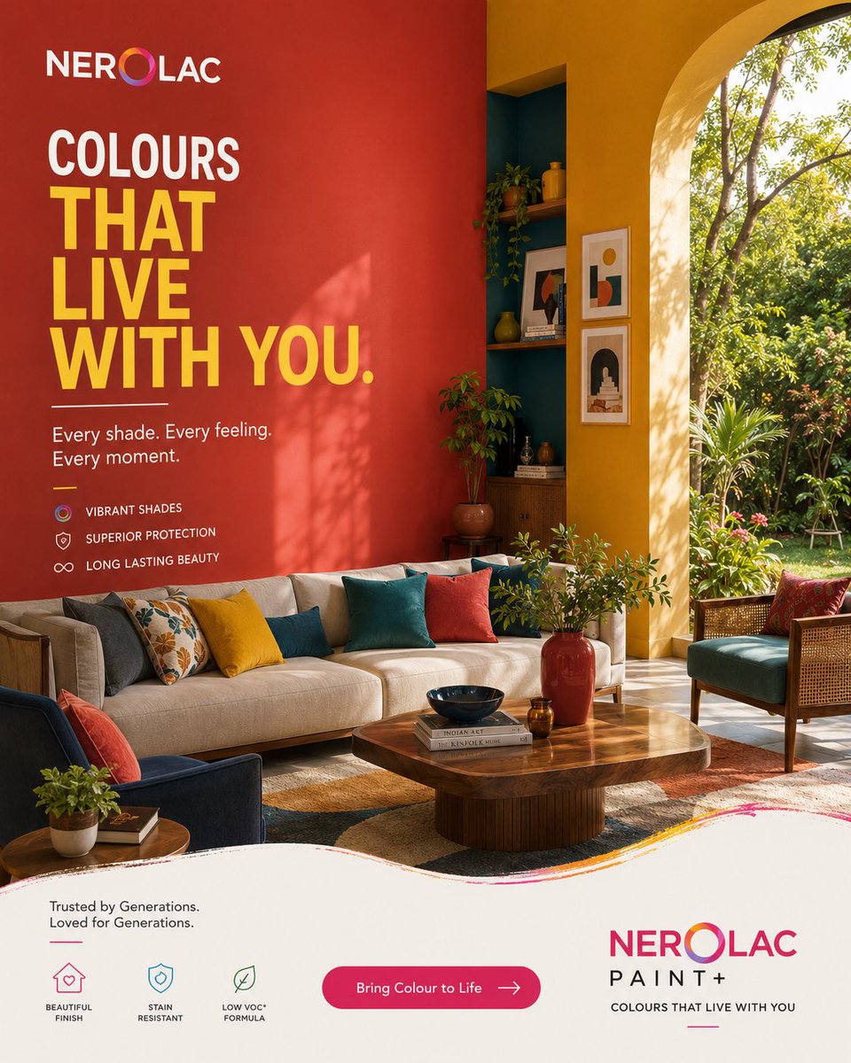 Peacock Teal Feature Wall Asian Paints Ad Poster — AI result, variation 2 of 4
