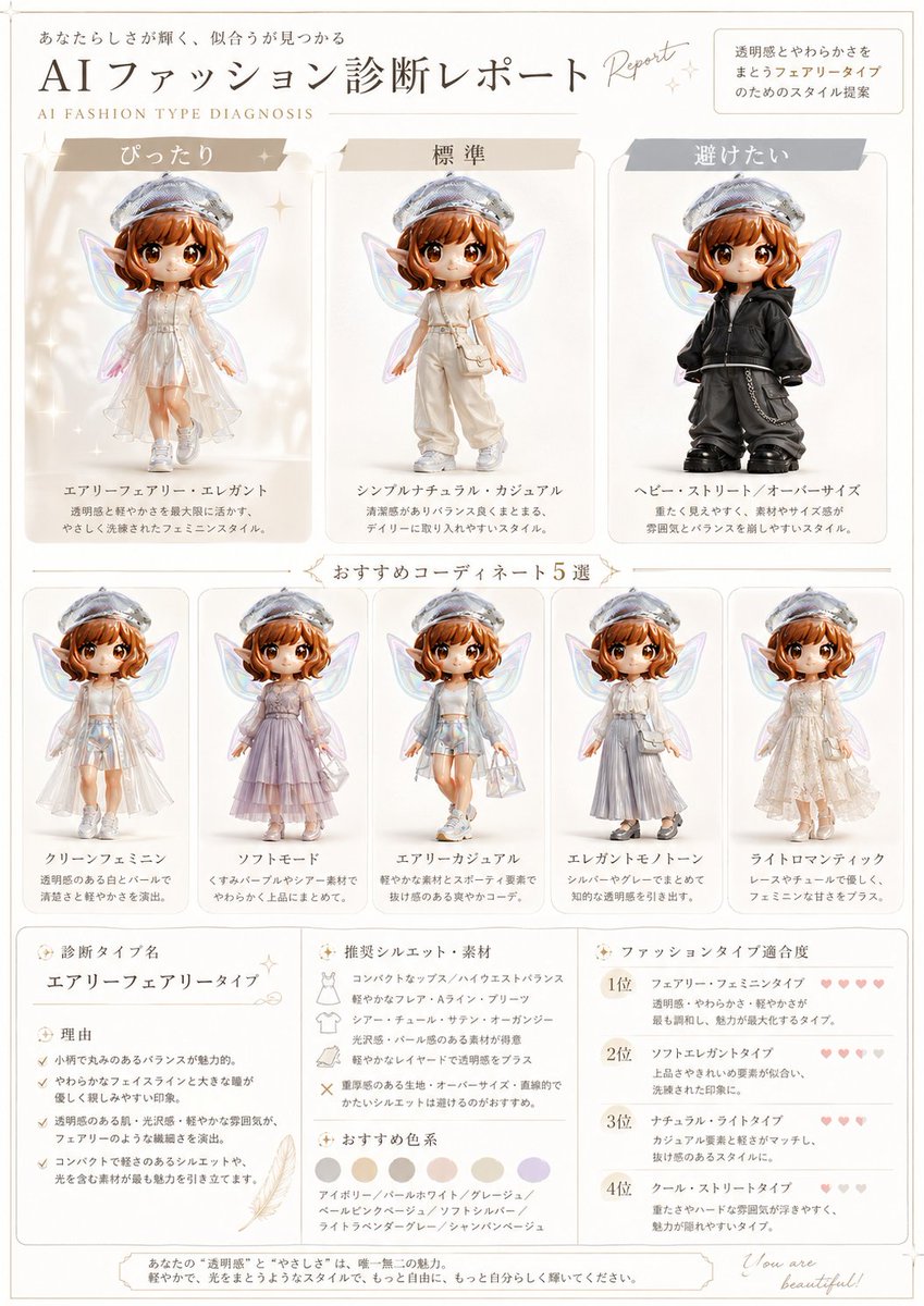 Personal Fashion Type Diagnosis Magazine Report — AI result, variation 3 of 3