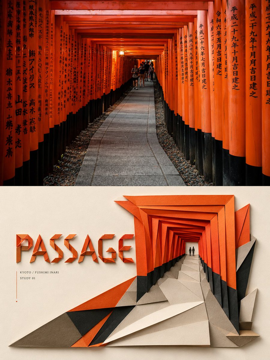 Photo Split With Origami Paper Sculpture Poster — AI result, variation 4 of 4