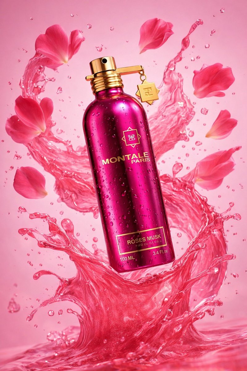 Pink Perfume Mist Into Roses Ad Photo — AI result, variation 3 of 3