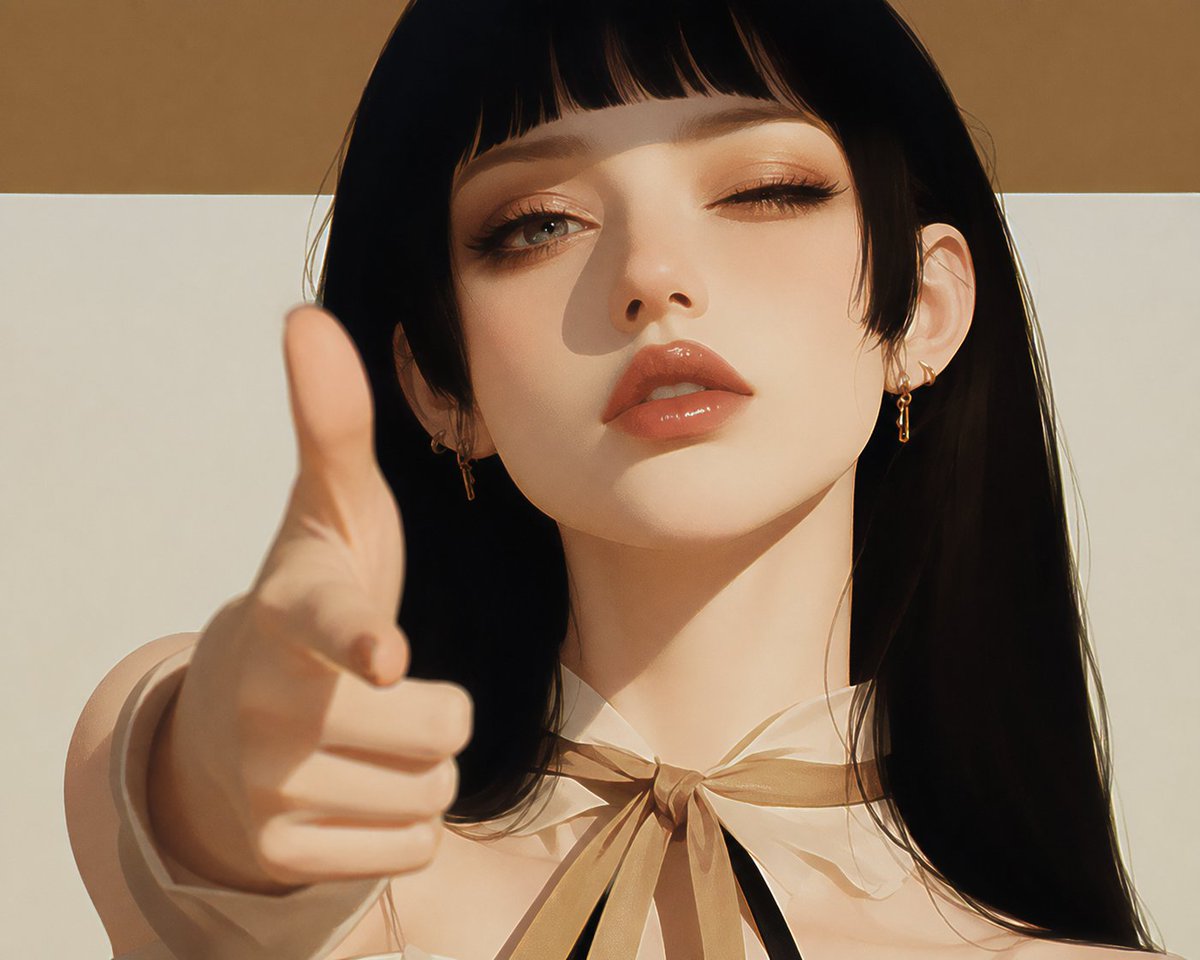 Playful Finger-Gun Pose Portrait — AI result, variation 2 of 2