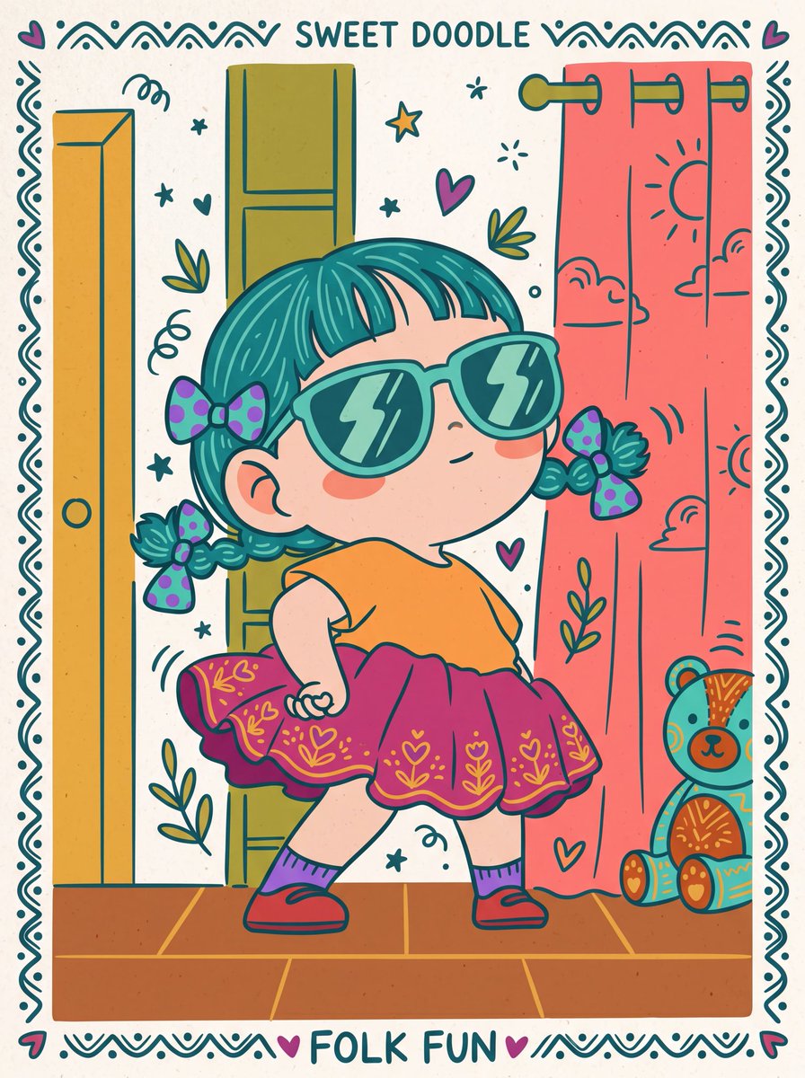 Playful Hand-Drawn Folk Art Photo Makeover — AI result, variation 4 of 4