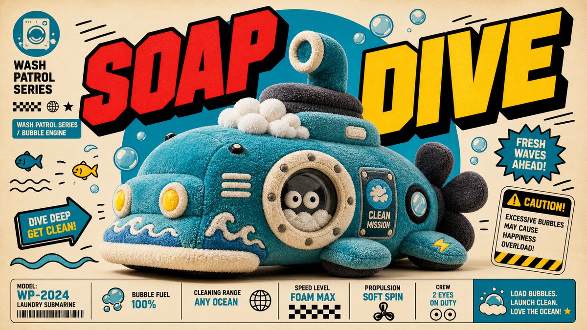 Plush Comic Toy Product Poster in Retro Style — AI result, variation 3 of 4