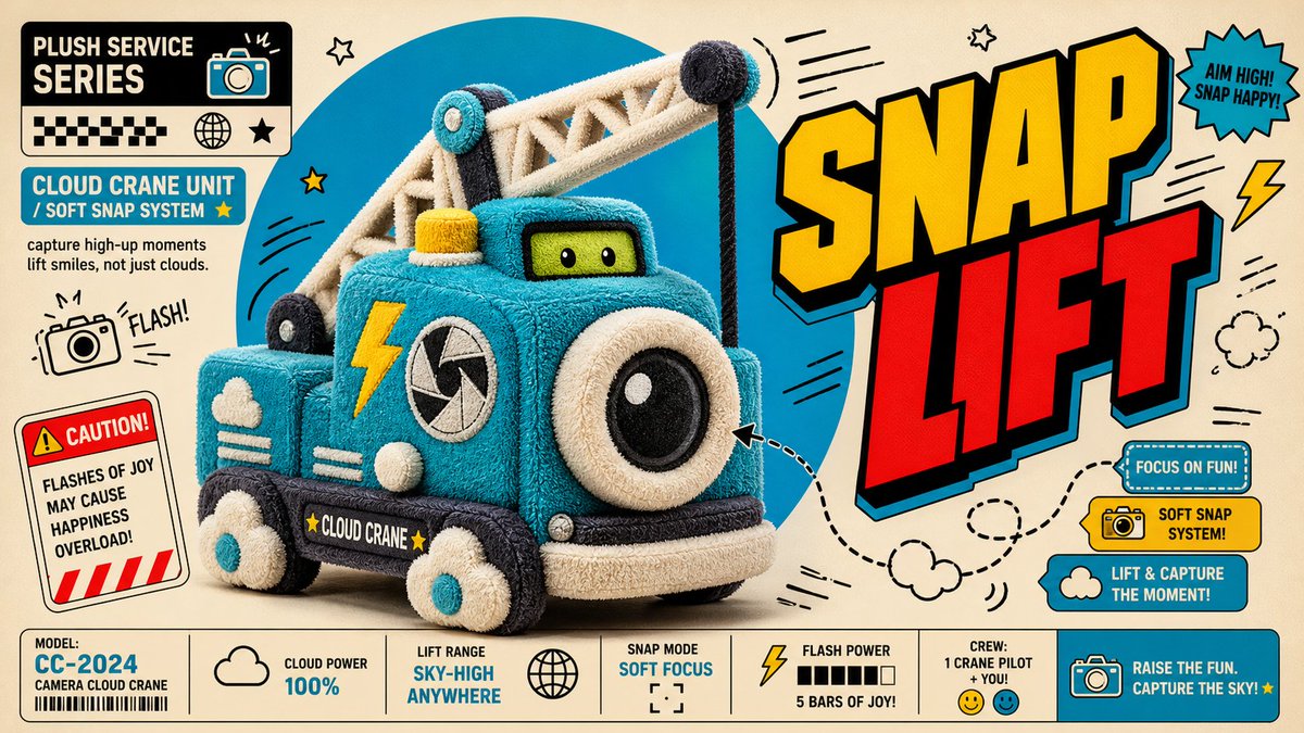 Plush Comic Toy Product Poster in Retro Style — AI result, variation 4 of 4