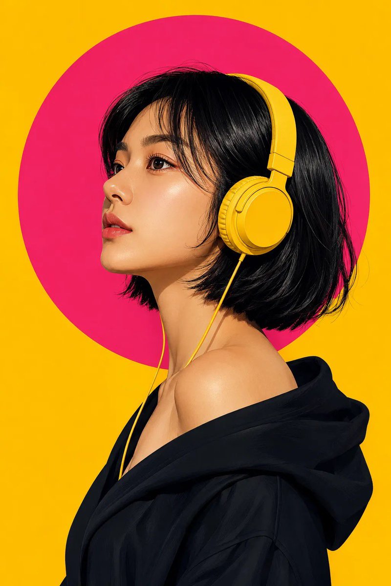 Pop-Art Profile Portrait With Headphones — AI result, variation 2 of 2