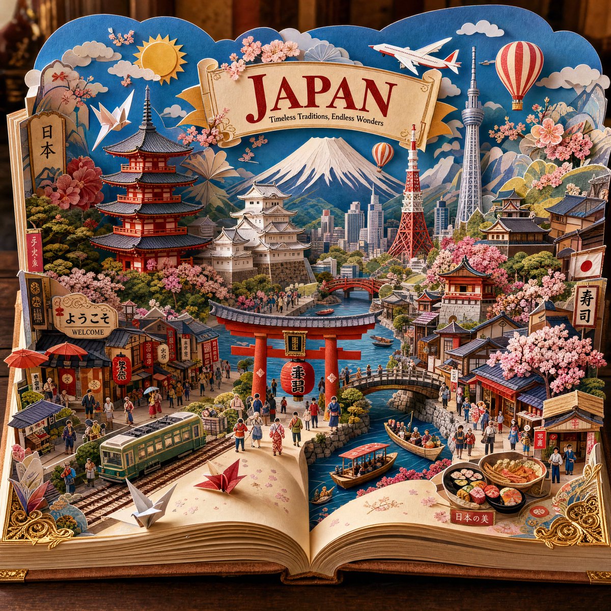 Pop-Up Storybook Travel Diorama in Papercraft — AI result, variation 3 of 4