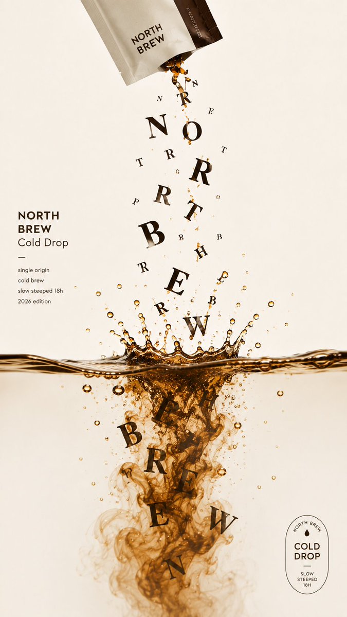 Pouring Letter Typography Ad Poster in Liquid — AI result, variation 2 of 4
