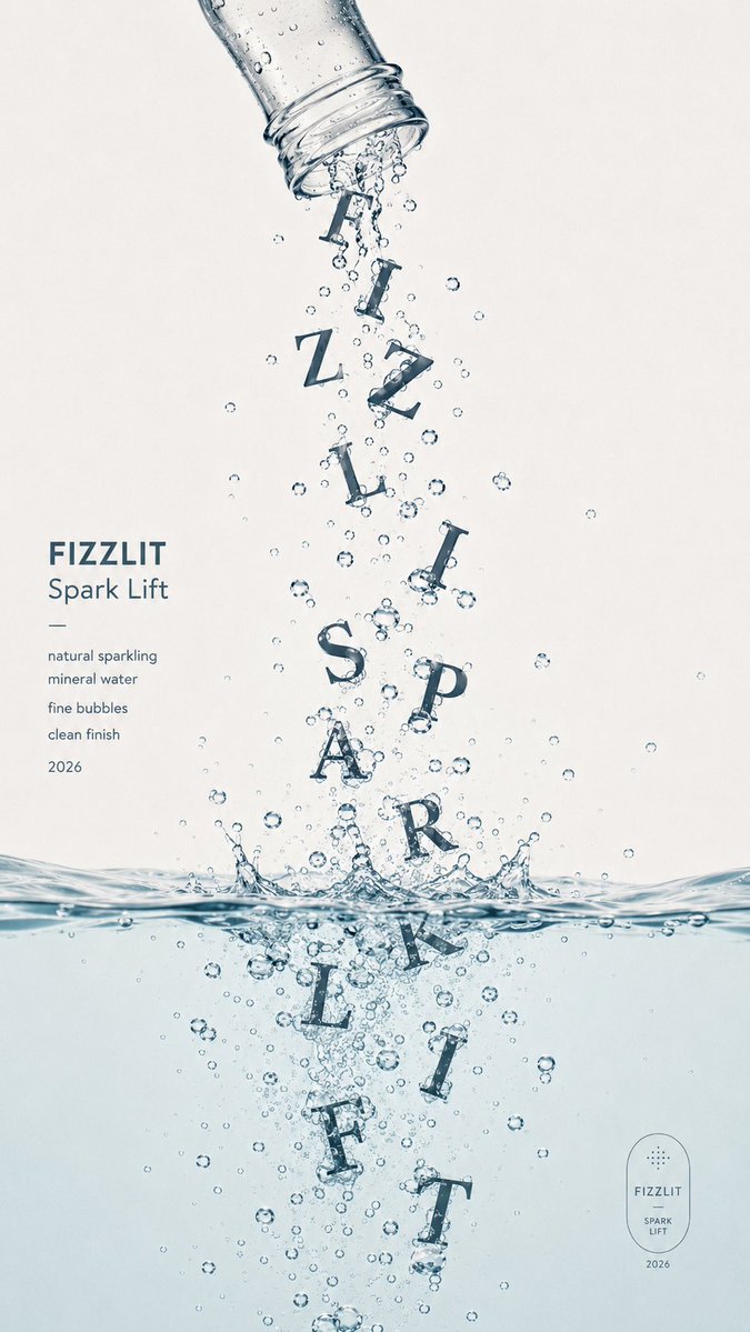 Pouring Letter Typography Ad Poster in Liquid — AI result, variation 3 of 4